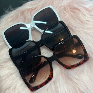 Stylish Women's Sunglasses Set - Black, White, Tortoise